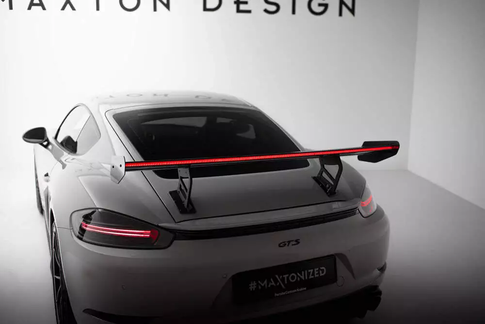 Carbon Spoiler With Internal Brackets Uprights V.2 + Led Porsche 718 Cayman 982c